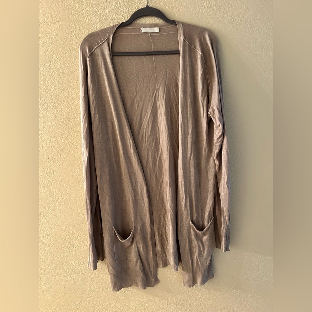 Alpha Massimo Rebecchi Taupe Open Front Cardigan